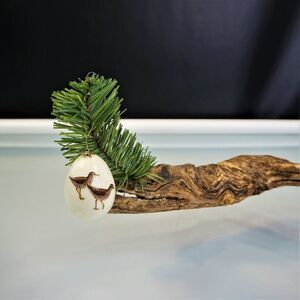 Christmas Egg Holiday Ornament Decoupage Bird Sandpiper Hanging Egg Ornithology